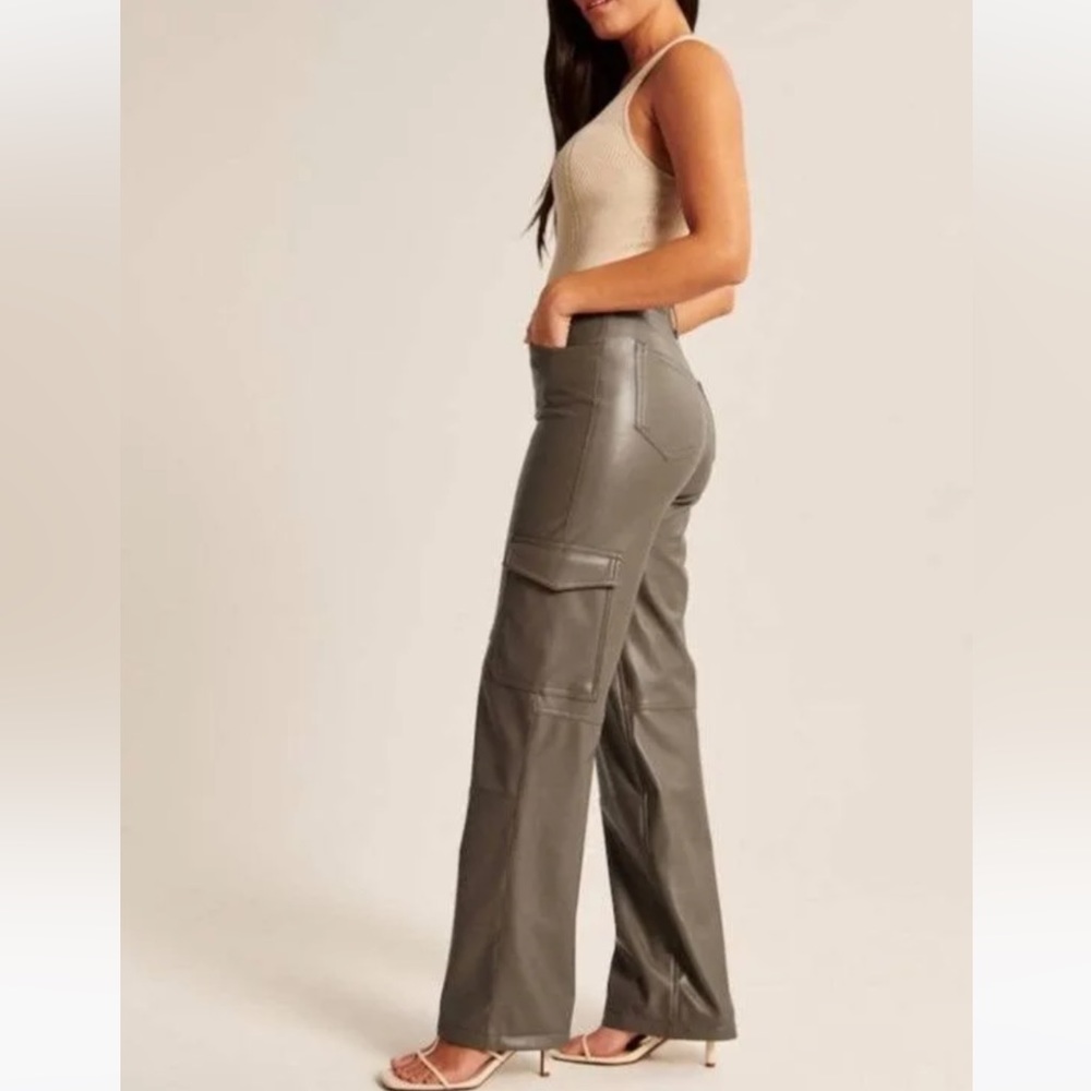 Abercrombie & Fitch Vegan Leather Cargo Pants Short length.